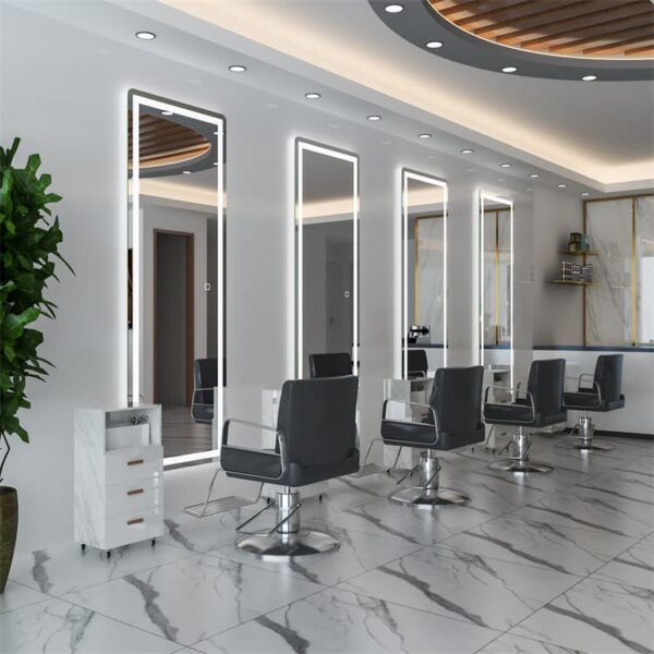 backlit salon mirror