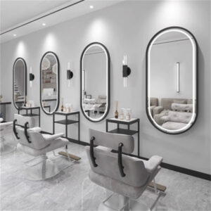 black salon mirror