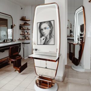 styling station with mirror