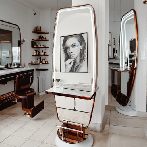 styling station with mirror