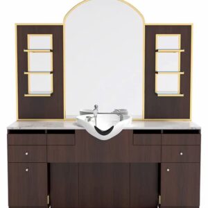 barber station with shampoo bowl