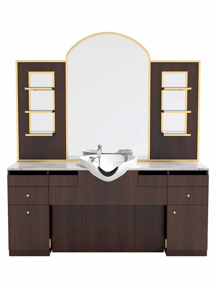 barber station with shampoo bowl