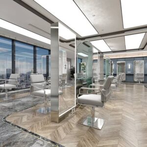 double sided mirror salon station