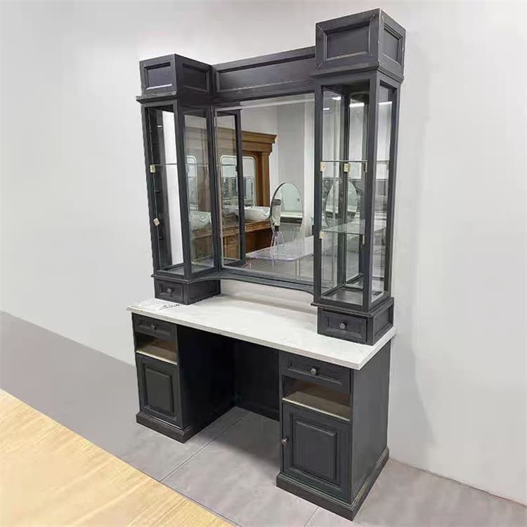 salon station with drawers