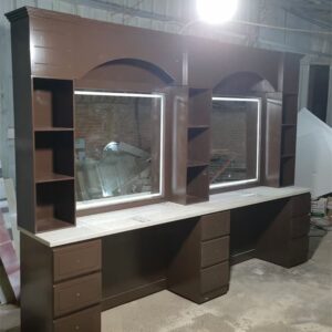 salon station with mirror