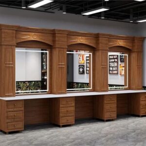 wooden salon stations